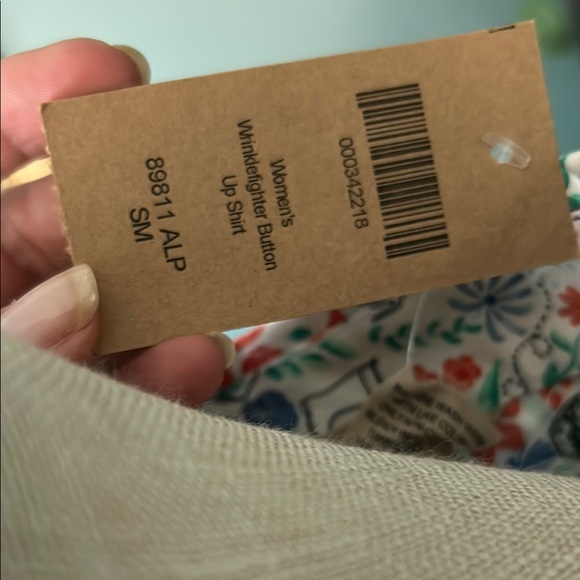 Colorful Cotton Slub Button-Down Shirt Garden Print Lightweight - Picture 3 of 6